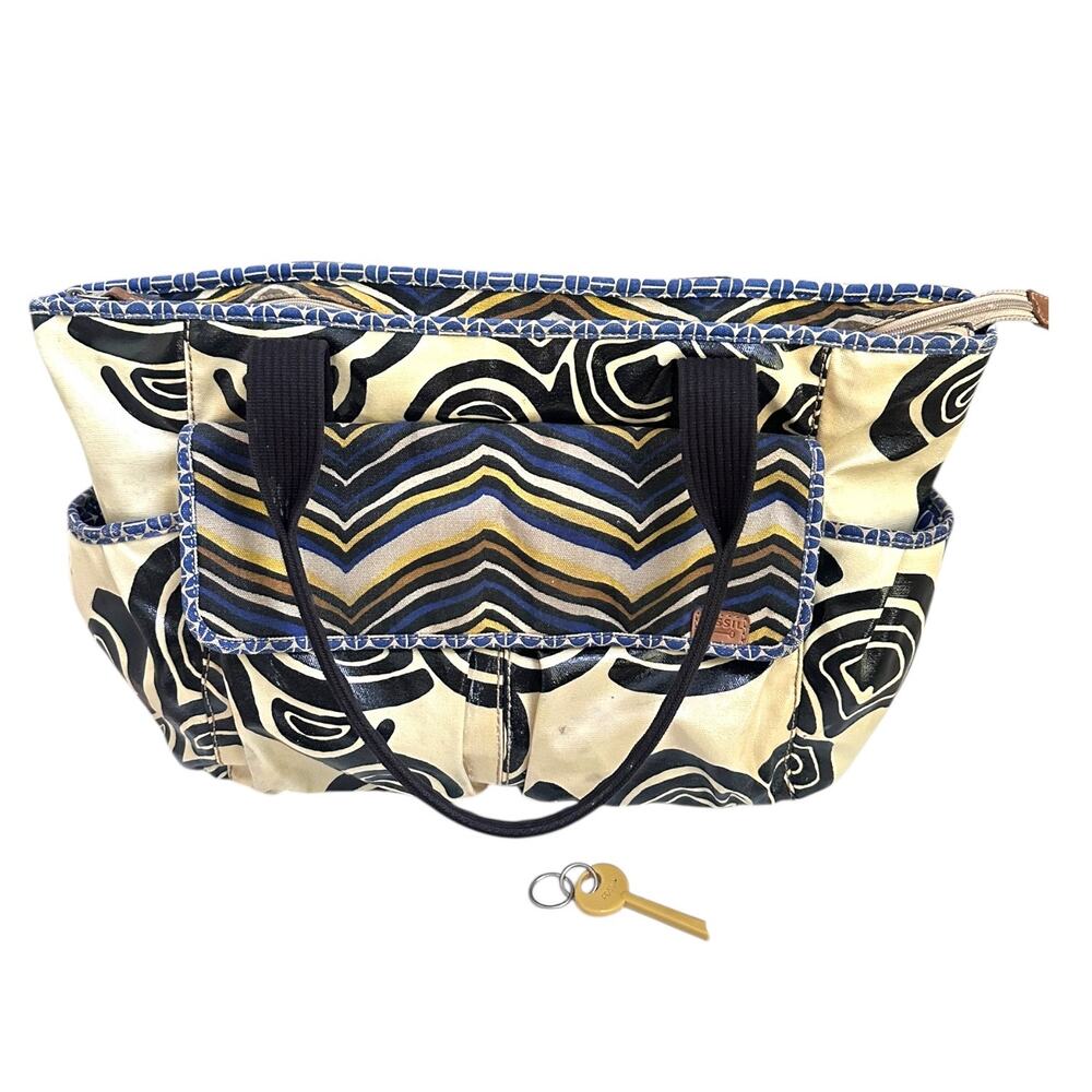 Vintage Fossil Key Per Diaper Bag Large Tote Coated Canvas Abstract Retro Print